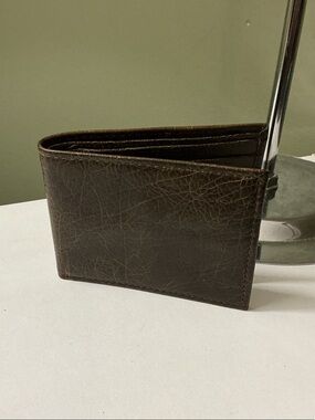 Genuine American Bison Leather Bi-Fold Wallet Brown New Without Tag